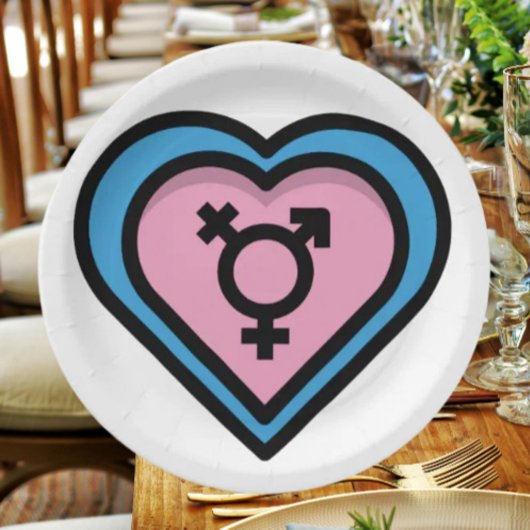 Hart van Trans Pride-feestborden Papieren Bordje