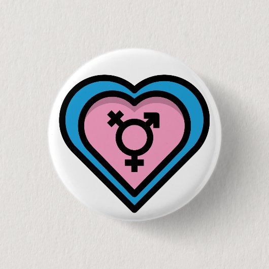 Hart van Trans Pride Knop Ronde Button 3,2 Cm (Voorkant)