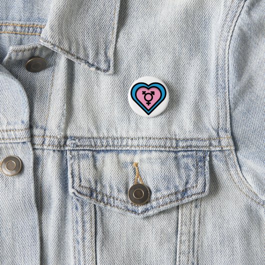 Hart van Trans Pride Knop Ronde Button 3,2 Cm (In situ)