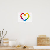 Hart van trots gemaakt met regenboogbloemen poster (Keuken)