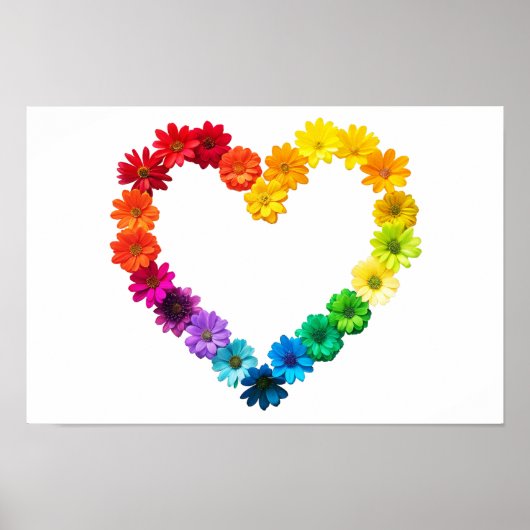 Hart van trots gemaakt met regenboogbloemen poster (Voorkant)