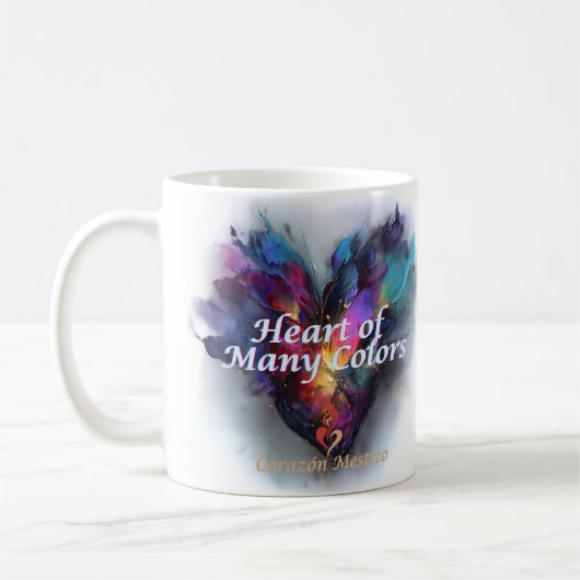 Hart van vele kleuren— Corazón Mestizo mok (Links)