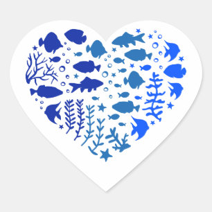 Hart van vis, mooi cadeau voor visliefhebbers sticker