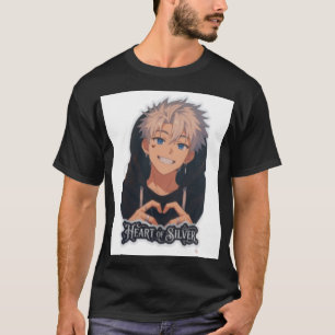 Hart van Zilver Anime Jongen - Esthetische Hart Ha T-shirt