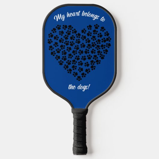 Hart van zwarte verf afdrukken dubbelzijdig blauw pickleball paddle (Voorkant)
