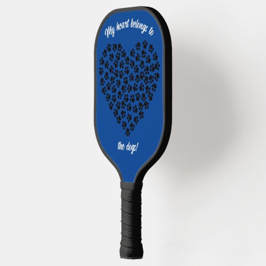 Hart van zwarte verf afdrukken dubbelzijdig blauw pickleball paddle (Links)