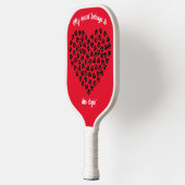 Hart van zwarte verf, dubbelzijdig rood pickleball paddle (Links)