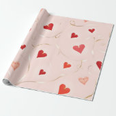 Hart Velantine Naadloos Patroon inpakpapier (Uitgerold)