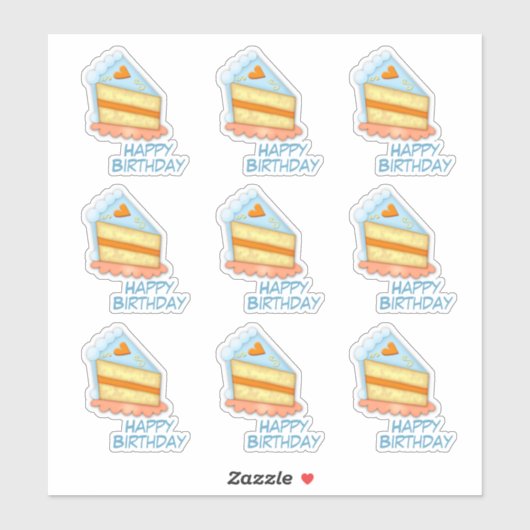 Hart Verjaardagstaart Contour Sticker (Vel)