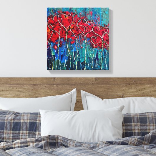 Hart verpakt Canvas Print (Insitu (Slaapkamer))