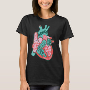 Hart Verpleegkundige Menselijk Hart Anatomie Cardi T-shirt