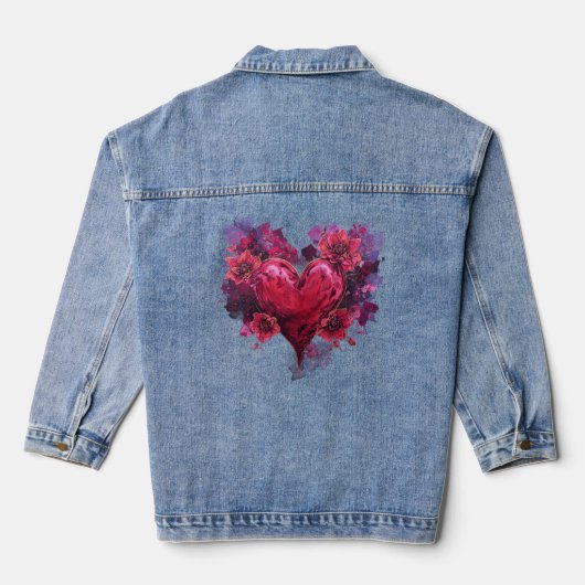 Hart Verstilde Bloei Denim Jacket (Achterkant)