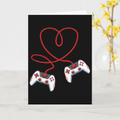 Hart Video-game Controller Valentijnsdag Cool Ga Kaart (Gele Bloem)