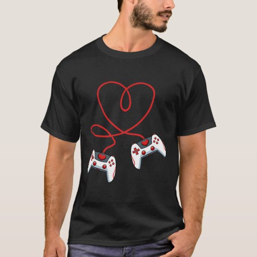 Hart Videospel Controller Valentijnsdag Cool Ga T-shirt (Voorkant)