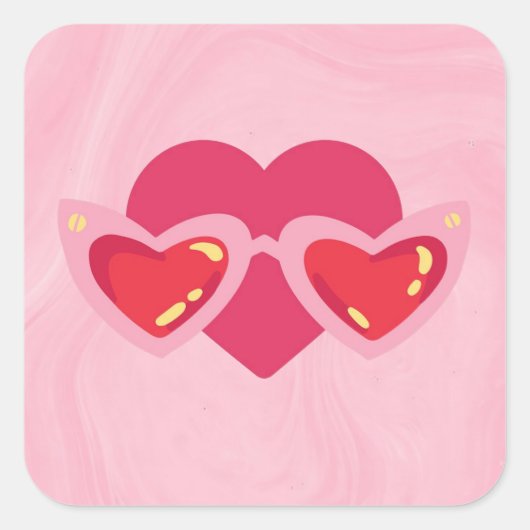 Hart Vierkante Sticker (Voorkant)