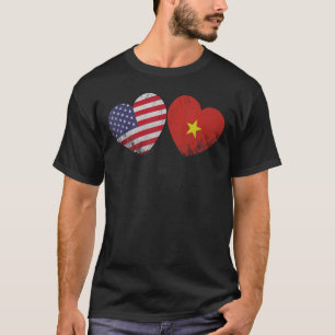 Hart Vietnamees Amerikaanse vlag Patriottische fam T-shirt