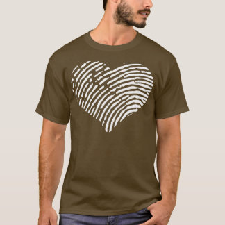 Hart Vingerafdruk Wit Liefde T-shirt