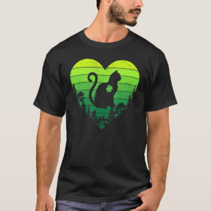 Hart Vintage Retro Klaver Kat St. Patrick's Dag T-shirt