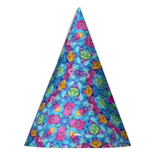 Hart  Violet & Blue Fractal Kaleidoscope Feesthoedjes (Links)