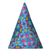 Hart  Violet & Blue Fractal Kaleidoscope Feesthoedjes (Rechts)