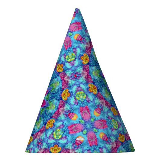 Hart  Violet & Blue Fractal Kaleidoscope Feesthoedjes (Rechts)