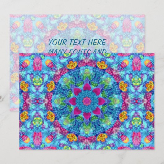 Hart  Violet & Blue Fractal Kaleidoscope Kaart (Voorkant / Achterkant)