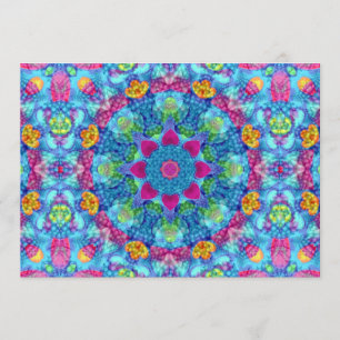 Hart Violet & Blue Fractal Kaleidoscope Kaart