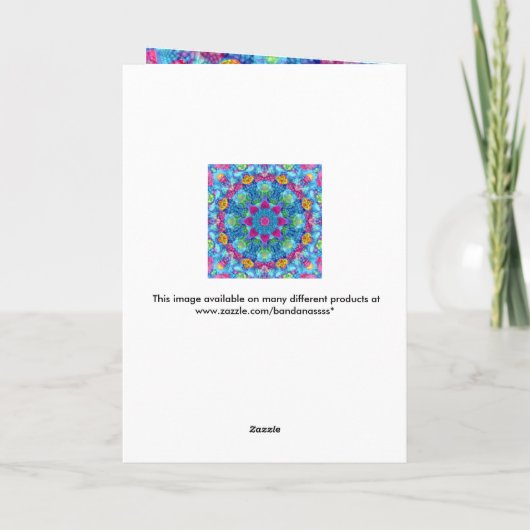 Hart Violet en Blue  Fractal Kaleidoscope Kaart (Achterkant)