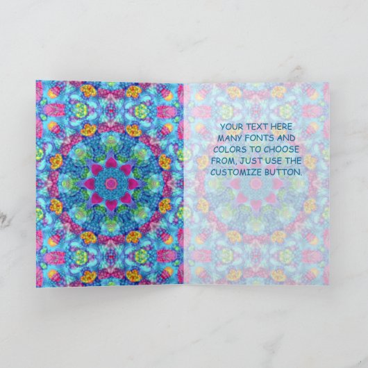 Hart Violet en Blue  Fractal Kaleidoscope Kaart (Binnen)