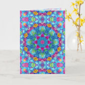 Hart Violet en Blue  Fractal Kaleidoscope Kaart (Gele Bloem)