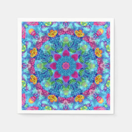 Hart Violet en Blue  Fractal Kaleidoscope Servet