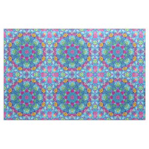 Hart Violet en Blue Fractal Kaleidoscope Stof