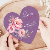 Hart Violet Love Story Waterverf Peony Wedding Kartonnen Onderzetters