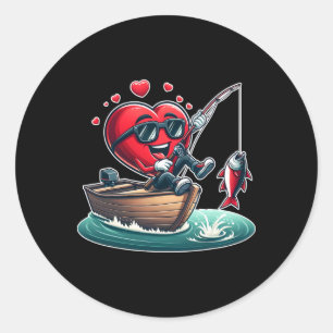 Hart Vissers Valentijnsdag Mannen Vrouwen Jongens Ronde Sticker