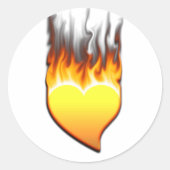 Hart vlamontwerp I Ronde Sticker (Voorkant)