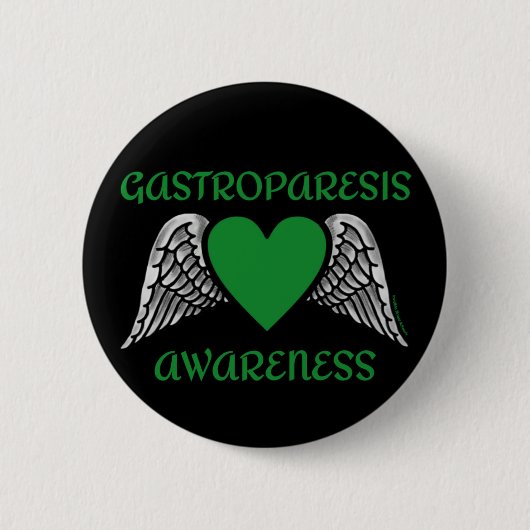 Hart/Vleugels... Gastroparese Knop Ronde Button 5,7 Cm (Voorkant)