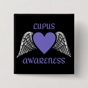 Hart/Vleugels...Lupus Vierkante Button 5,1 Cm