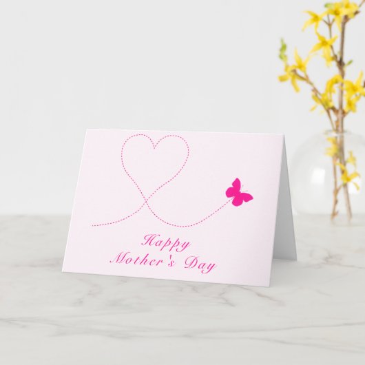 Hart Vliegende Vlinder Moederdag Kaart (Gele Bloem)