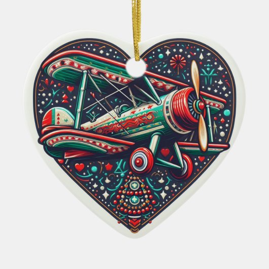 Hart Vliegtuig Biplane Ornament (Voorkant)