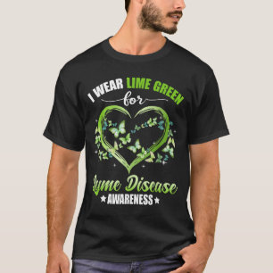 Hart Vlinder Ik Draag Groen Voor Lyme Ziekte Bewus T-shirt