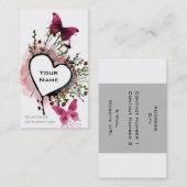 Hart, vlinders en bloemen visitekaartje (Voorkant / Achterkant)