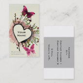 Hart, vlinders en bloemen visitekaartje (Voorkant / Achterkant)