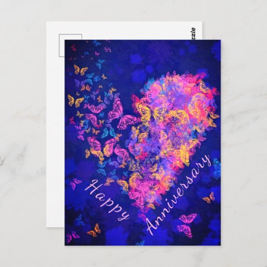 Hart Vlinders Jubileum Kaart (Voorkant / Achterkant)
