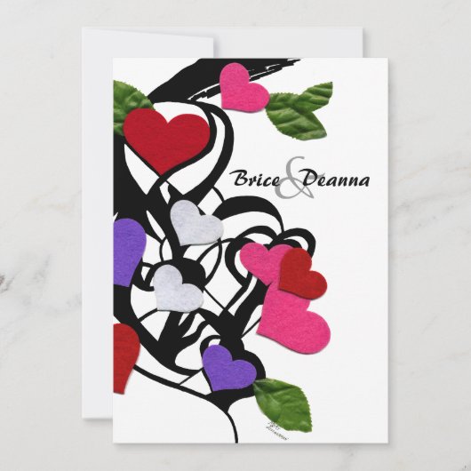 hart voelde bruiloft uitnodiging (Voorkant)