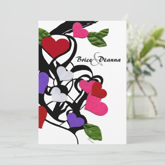 hart voelde bruiloft uitnodiging (Staand voorkant)