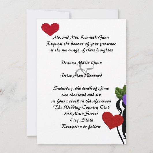 hart voelde bruiloft uitnodiging (Achterkant)