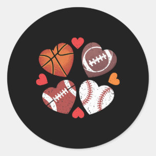 Hart Voetbal Basketbal Honkbal Valentijnsdag Ronde Sticker