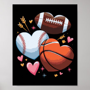 Hart Voetbal Sketll Verkoop Valentijnsdag Boys Man Poster