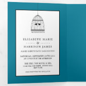  Hart Vogelkooi, Duck Blue Wedding Suite Drieluik Uitnodiging (Binnenzijde eerst)