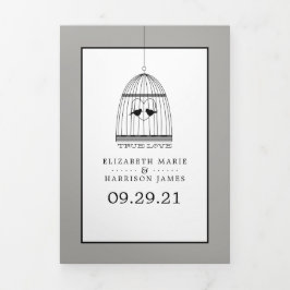  hart Vogelkooi, Silver Wedding Suite Drieluik Uitnodiging